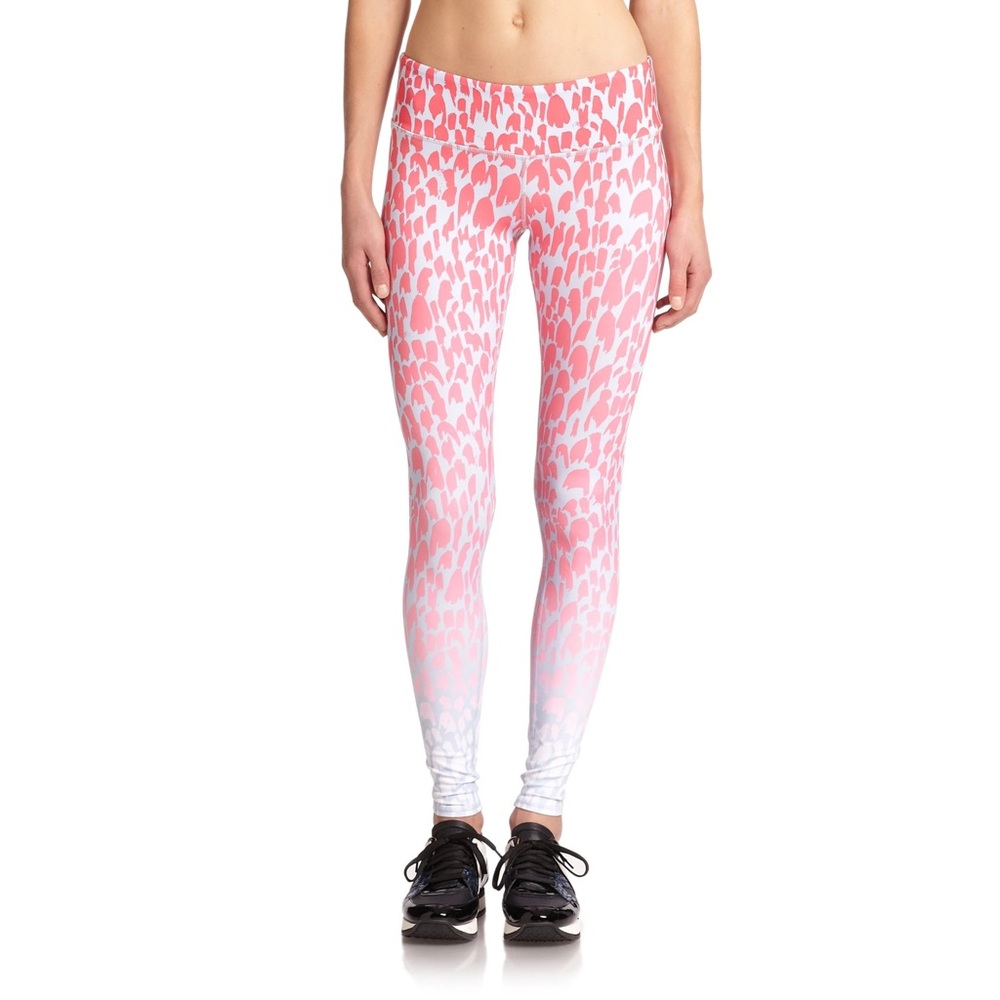 Alo Yoga Airbrush Leopard Ombre Leggings M Pink White Hidden Pocket